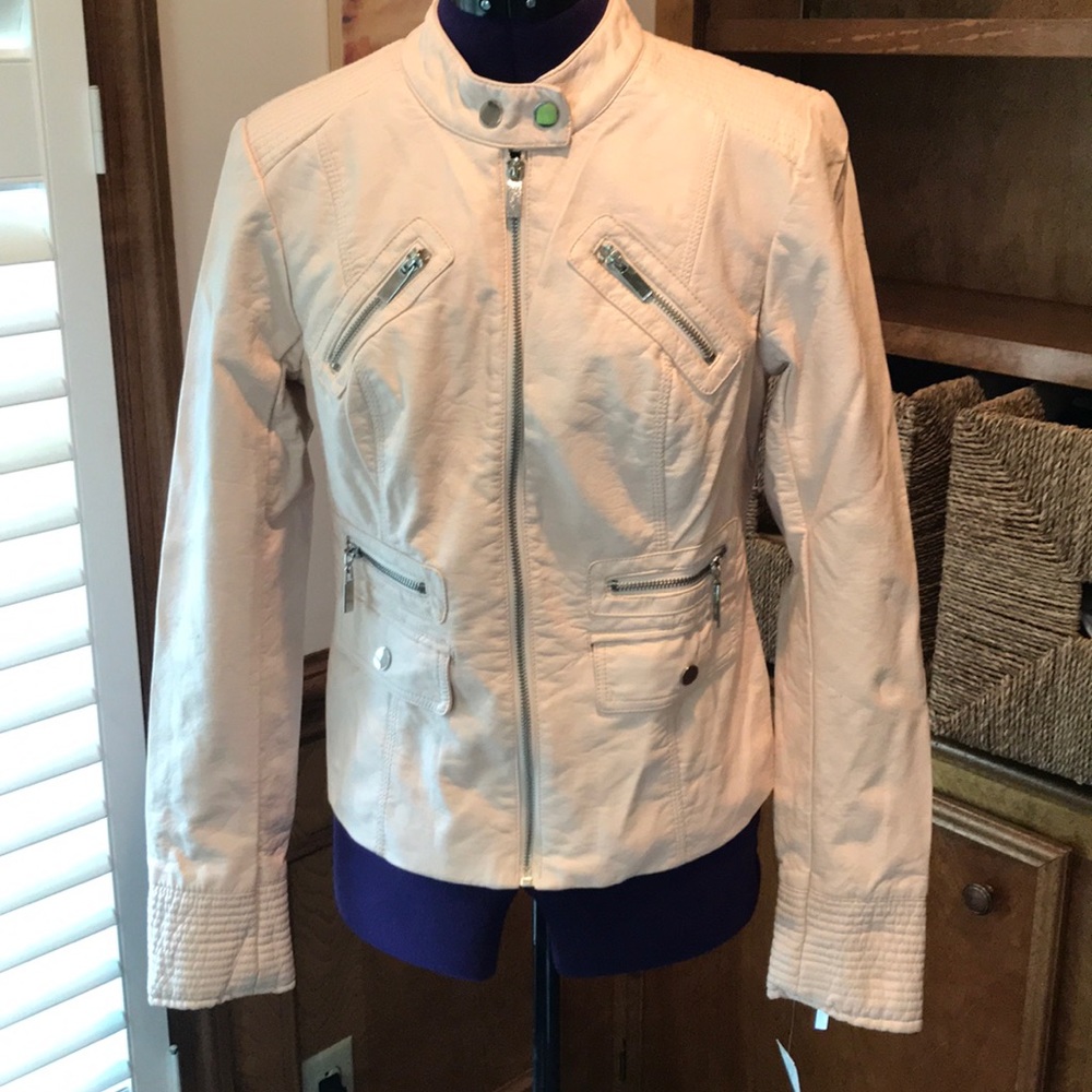 New York and Co Baby Pink Moto Jacket-Medium